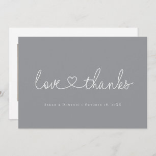 Love and Thanks Minimalist script with heart photo Thank You Card