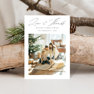 Love and Thanks Modern Family Photo Christmas Holiday Card