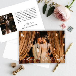 Love and Thanks Modern Personalized Wedding Photo Thank You Card