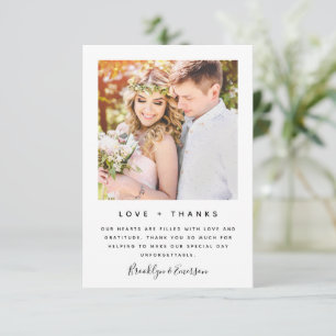 Love and Thanks Modern Photo Wedding Thank You Card