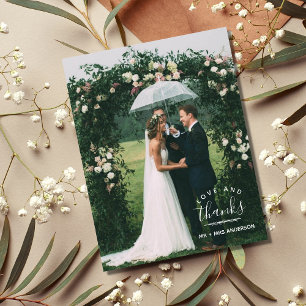 Love and Thanks Modern Photo Wedding Thank You Card