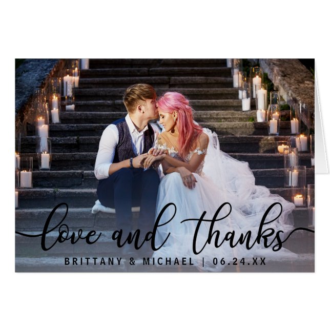 Love and Thanks | Modern Wedding Photo Fold (Front Horizontal)