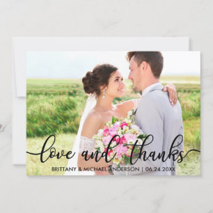 Love and Thanks Modern Wedding Thank You Photo B Card