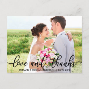 Love and Thanks Modern Wedding Thank You Photo B Postcard