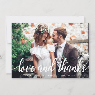 Love and Thanks Modern Wedding Thank You Photo Card