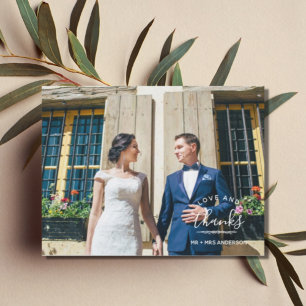 Love and Thanks Modern Wedding Thank You Postcard