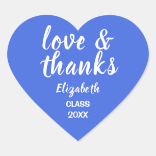 Love and Thanks Navy Blue Graduation Sticker