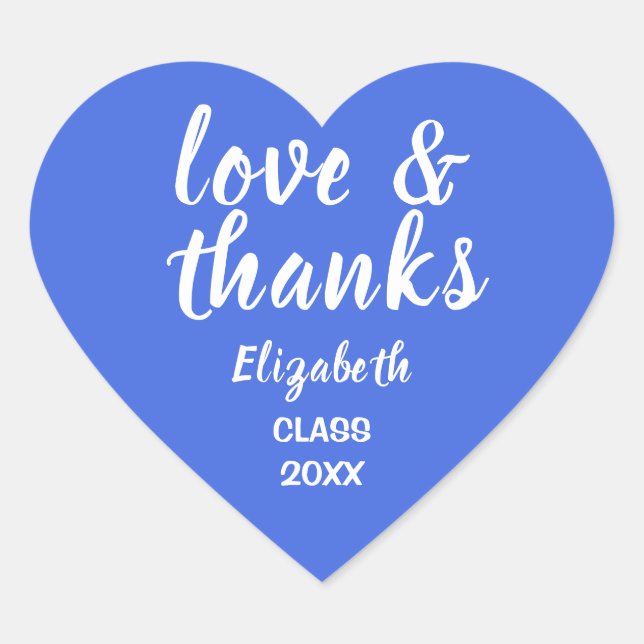 Love and Thanks Navy Blue Graduation Sticker (Front)