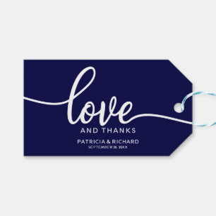 Love and Thanks - Navy Blue Wedding Favour Tags
