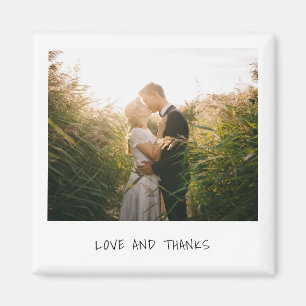 Love and Thanks Photo Casual Handwriting Wedding Magnet