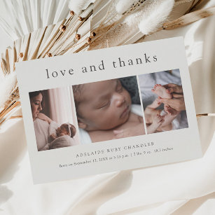 Love and Thanks Photo Collage New Baby Thank You Postcard