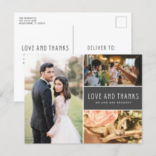 Love and Thanks Photo Collage Wedding Thank You Invitation Postcard