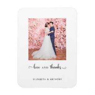 Love and Thanks Photo Elegant Script Chic Wedding Magnet