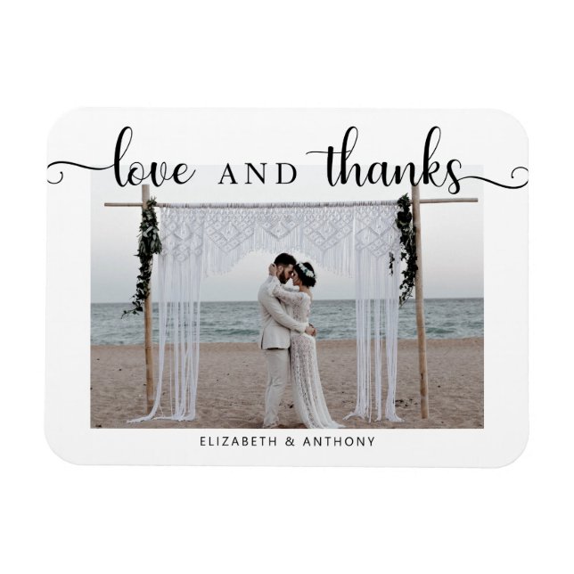 Love and Thanks Photo Wedding Simple Elegant Chic Magnet (Horizontal)