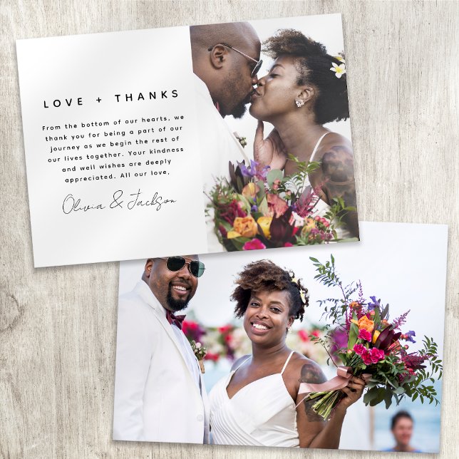 Love and Thanks Photo Wedding Thank You Card (Creator Uploaded)