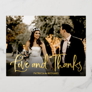 Love And Thanks Photo Wedding Thank You Foil Foil Holiday Postcard