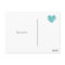 Love and thanks postcard with aqua vintage heart