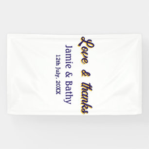 Love and thanks purple orange couple name date banner