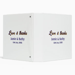 Love and thanks purple orange couple name date binder