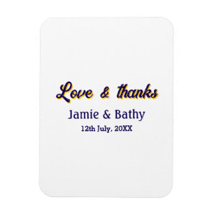 Love and thanks purple orange couple name date magnet