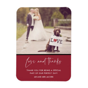 Love and Thanks Red Wedding Photo Magnet