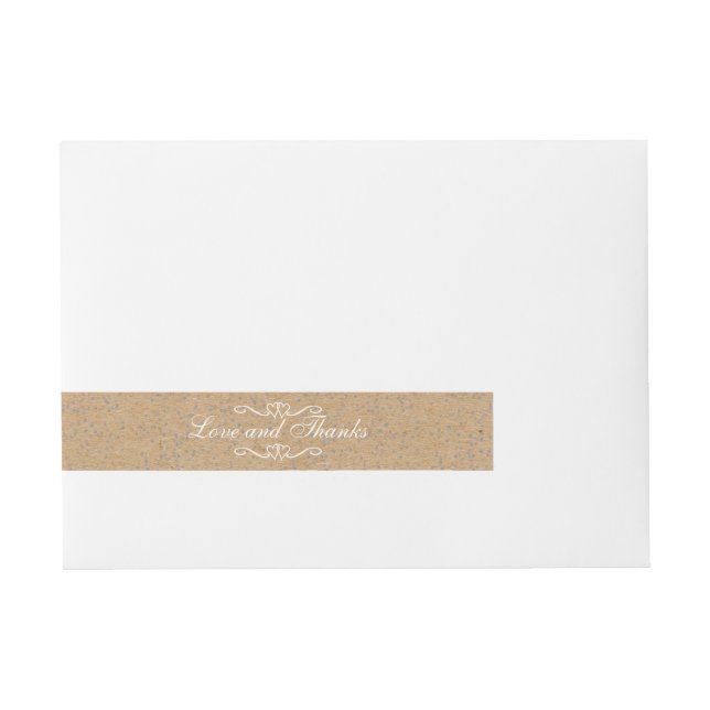 Love and Thanks Rustic Craft Silver Confetti Wraparound Address Label (Front)