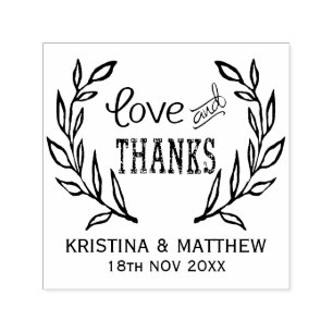 Love and Thanks Rustic Wreath Self Inking Stamp