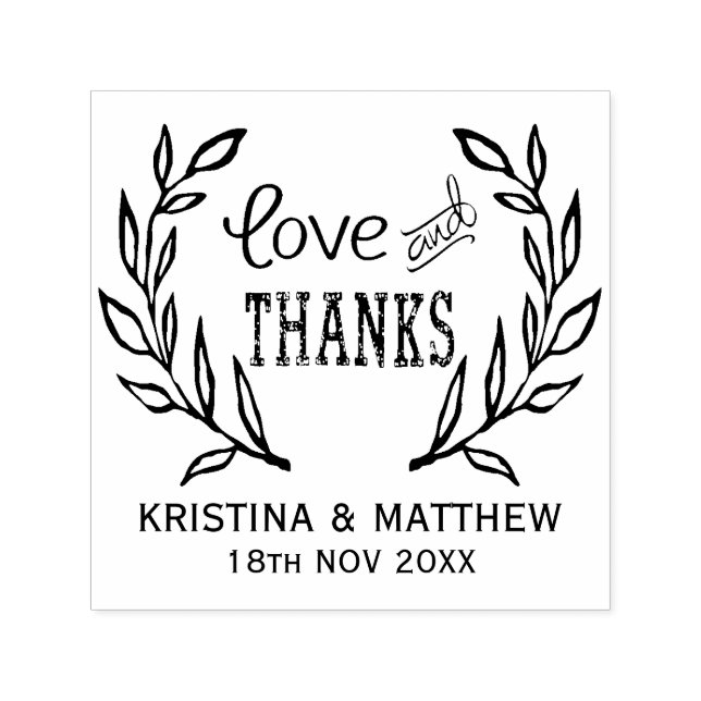 Love and Thanks Rustic Wreath Self Inking Stamp (Design)