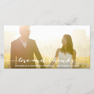 Love and Thanks Script Overlay Wedding Thank You Card
