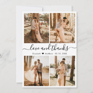 Love and Thanks Script Photo Collage Wedding Thank You Card