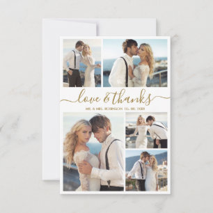 Love and Thanks Script Photo Collage Wedding Thank You Card
