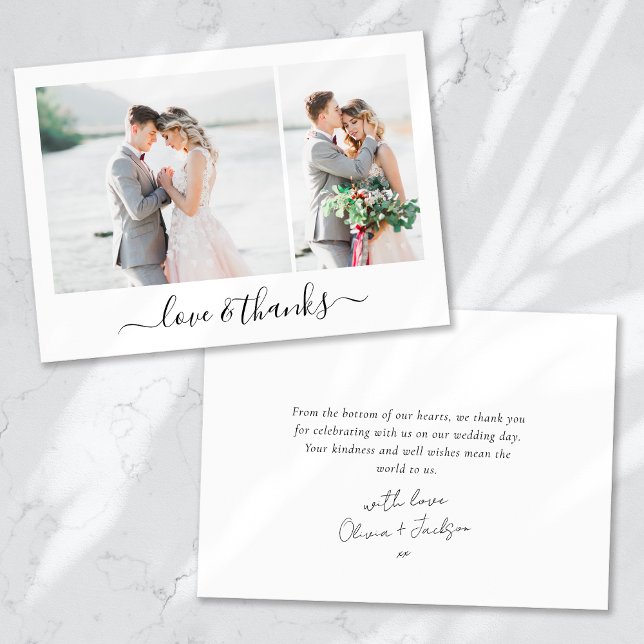 Love and thanks Script Photo Wedding Thank You Card (Creator Uploaded)