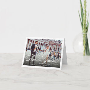 Love And Thanks Script Photo Wedding Thank You Note Card