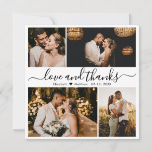 Love and Thanks Script Wedding Photo Thank You Car Card