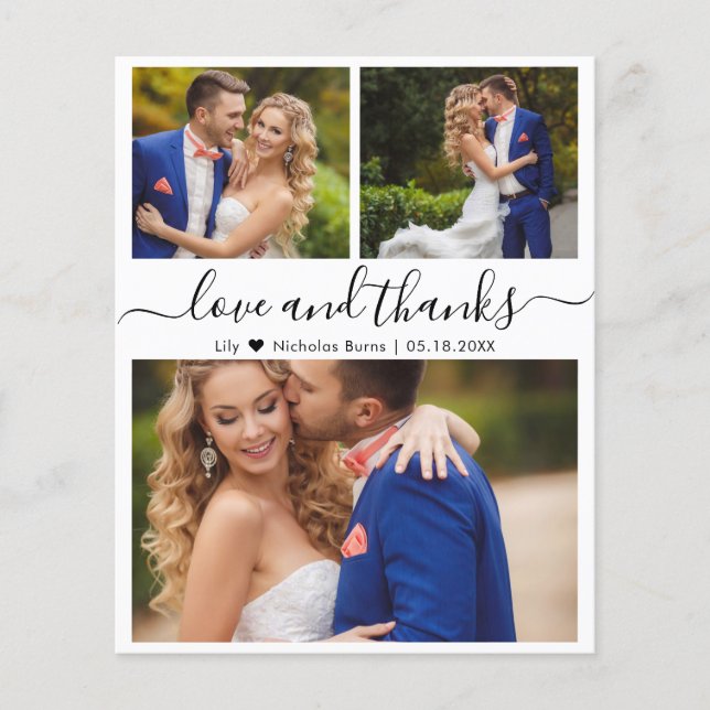 Love and Thanks Script Wedding Photo Thank You Flyer (Front)