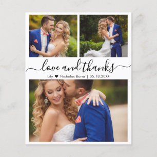 Love and Thanks Script Wedding Photo Thank You Flyer