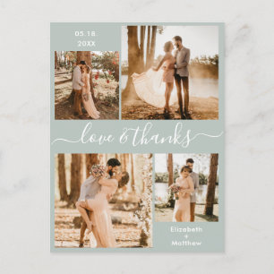 Love and Thanks Script Wedding Thank You Photo Postcard