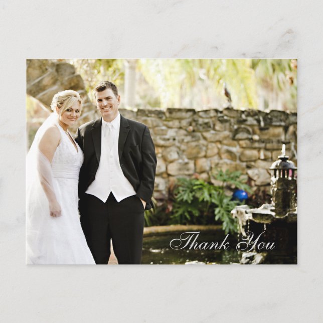 Love and Thanks Script Wedding Thank You Postcard (Front)