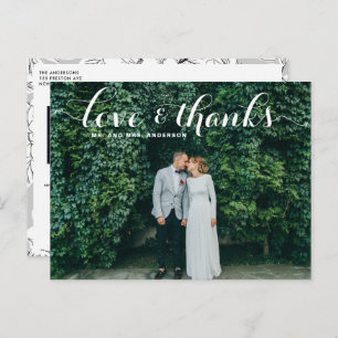 LOVE AND THANKS SCRIPT WEDDING THANK YOU POSTCARD