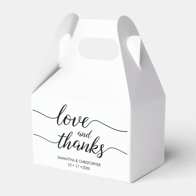 Love and Thanks Simple & Elegant Love Wedding Favor Box (Front Side)