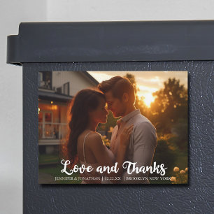 Love and Thanks Simple Mariage Photo Magnet Card