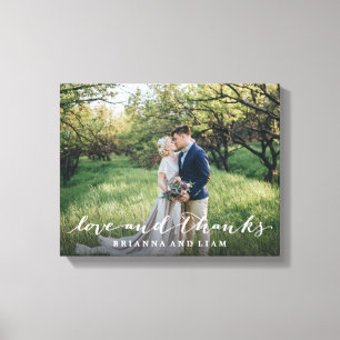 Love and Thanks Simple Script Full Bleed Photo Canvas Print