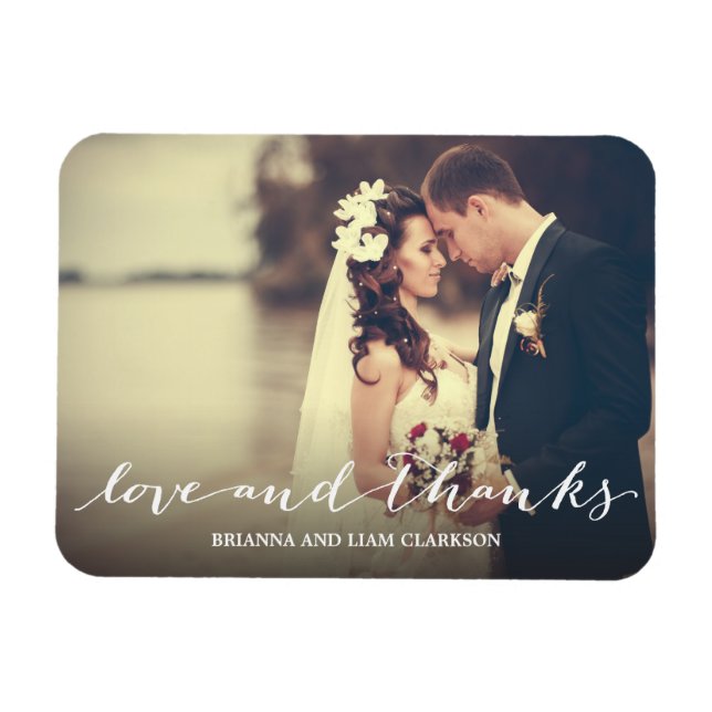 Love and Thanks Simple Script Full Bleed Photo Magnet (Horizontal)