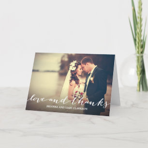 Love and Thanks Simple Script Full Bleed Photo Thank You Card