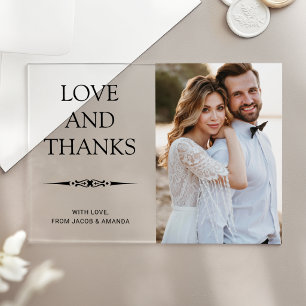 Love and Thanks Simple Wedding Photo Thank You Acrylic Invitations