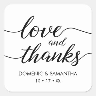 Love and Thanks Sticker • elegant script • square