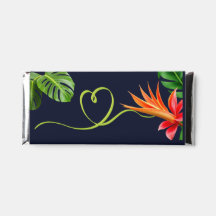 Love and thanks tropical palm leaves and flowers