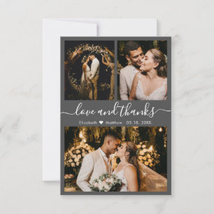 Love and Thanks Typography Wedding Photo Thank You Card