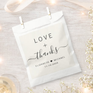 Love And Thanks Wedding Cream Favour Bag