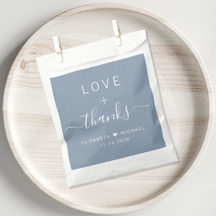 Love And Thanks Wedding Dusty Blue Favour Bag